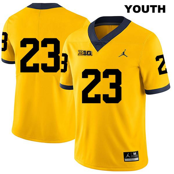 Youth NCAA Michigan Wolverines Jordan Castleberry #23 No Name Yellow Jordan Brand Authentic Stitched Legend Football College Jersey MV25E17JA